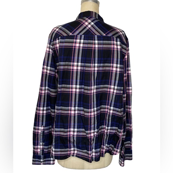 Untuckit Blue Pink Plaid Cotton Button Down Top - Picture 2 of 7